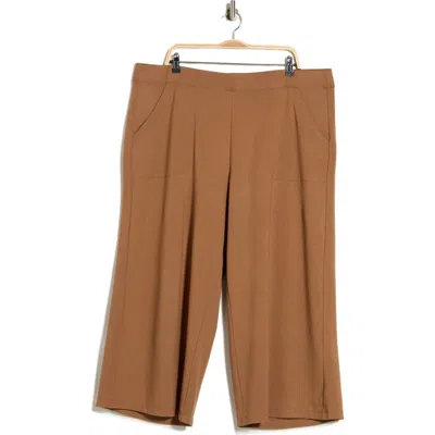 Max Studio Ponte Knit Crop Wide Leg Pants In Vicuna