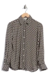 Max Studio Print Button Front Blouse In Multi