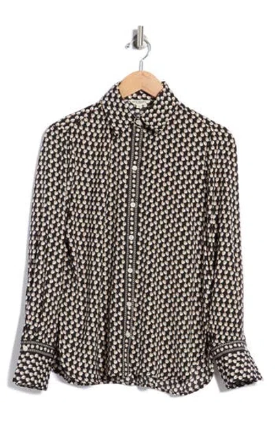 Max Studio Print Button Front Blouse In Multi