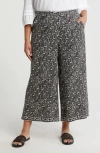 Max Studio Print Crop Wide Leg Pants In Black