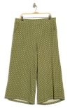Max Studio Print Crop Wide Leg Pants In Green