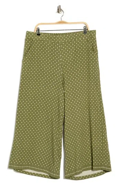 Max Studio Print Crop Wide Leg Pants In Green
