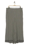 Max Studio Print Crop Wide Leg Pants In Cream Black Olive