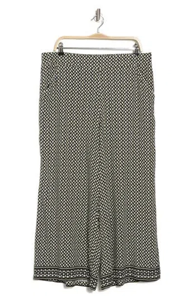 Max Studio Print Crop Wide Leg Pants In Cream Black Olive