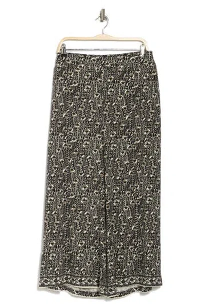 Max Studio Print Crop Wide Leg Pants In Cream/black San Cloves