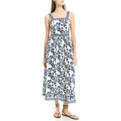 Max Studio Sleeveless Straight Neck Maxi Dress In Blue