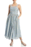 Max Studio Print Midi Sundress In Blue/orange Prcln Tpstry