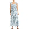 Max Studio Print Tie Strap Maxi Dress In White