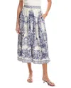 Max Studio Printed Linen-blend Maxi Skirt In Blue