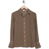 Max Studio Printed Long Sleeve Button-up Shirt In Brown