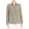 Max Studio Printed Long Sleeve Button-up Shirt In White