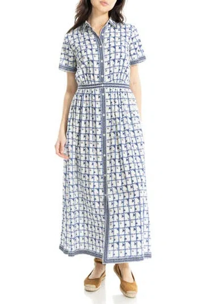 Max Studio Printed Maxi Shirtdress In Blue