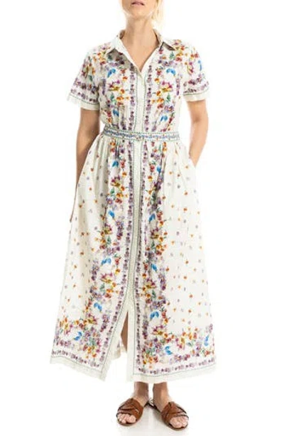 Max Studio Printed Maxi Shirtdress In Neutral