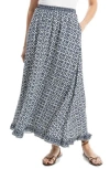 Max Studio Printed Maxi Skirt In Blue