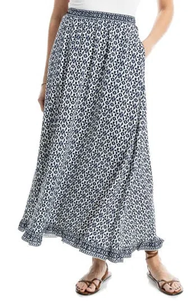 Max Studio Printed Maxi Skirt In Blue