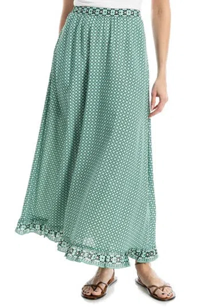 Max Studio Printed Maxi Skirt In Green