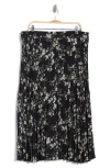 Max Studio Printed Release Pleat Skirt In Black Cream Blossom