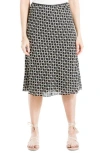 Max Studio Printed Satin Midi Skirt In Bkcmkcyl