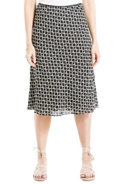 Max Studio Printed Satin Midi Skirt In Black