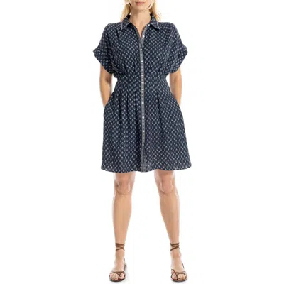 Max Studio Printed Short Sleeve Shirtdress In Multi