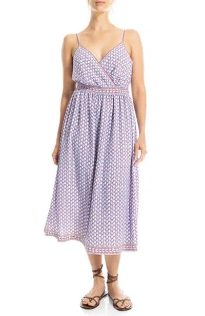 Max Studio Printed Woven Midi Dress In Purple