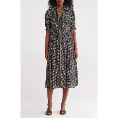 Max Studio Puff Sleeve Chiffon Midi Shirtdress