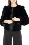Max Studio Puff Sleeve Faux Fur Jacket In Black