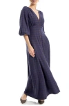Max Studio Puff Sleeve Maxi Dress In Blue