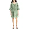 Max Studio Puff Sleeve Minidress In Green