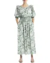 Max Studio Puff Sleeve Smocked Waist Maxi Dress