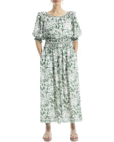 MAX STUDIO PUFF SLEEVE SMOCKED WAIST MAXI DRESS