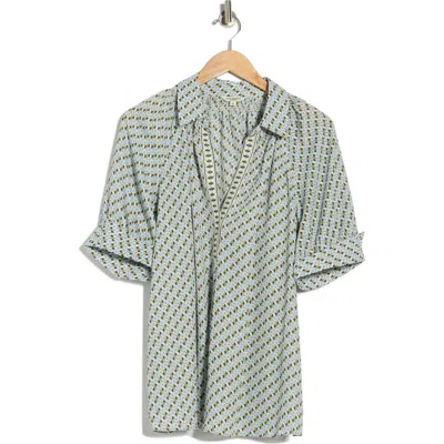 Max Studio Puff Sleeve Top In Blue