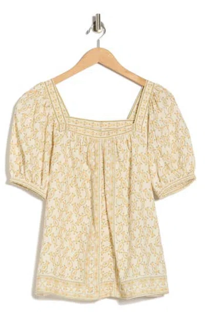 Max Studio Puff Sleeve Top In Yellow