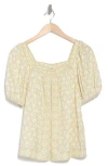 Max Studio Puff Sleeve Top In Cream/yellow