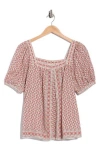 Max Studio Puff Sleeve Top In Multi