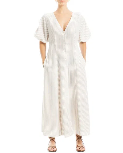 MAX STUDIO PUFF SLEEVE V-NECK MAXI DRESS