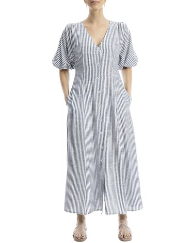 Max Studio Puff Sleeve V-neck Maxi Dress In Gray