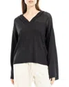 Max Studio Pointelle Hooded Sweater In Black