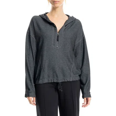 Max Studio Quarter Zip Pullover In Black