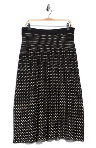 Max Studio Rain Striped Midi Skirt In Black