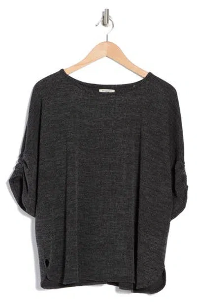 Max Studio Rib Knit Dolman Sleeve Sweater In Charcoal/black