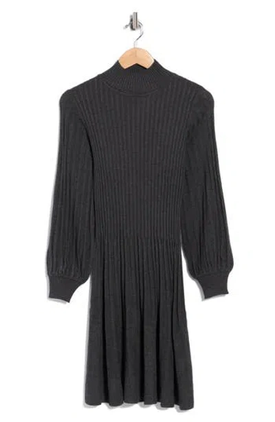 Max Studio Ribbed A-line Sweater Dress In Black