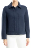 Max Studio Ribbed Crop Shirt Jacket In Navy