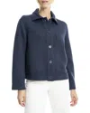 Max Studio Ribbed Crop Shirt Jacket In Navy