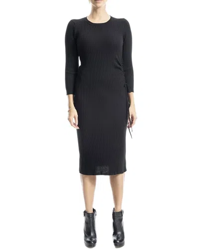 Max Studio Ribbed Midi Sweater Dress In Black