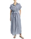 Max Studio Roll Sleeve Belted Linen-blend Maxi Dress