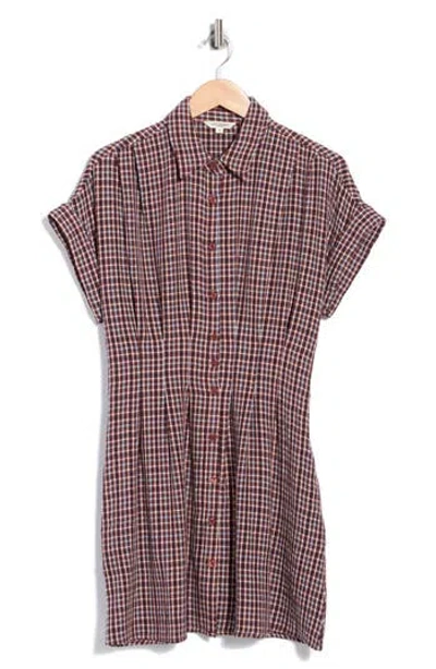 Max Studio Roll Sleeve Shirtdress In Brown