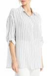 Max Studio Roll Tab Gauze Button-up Shirt