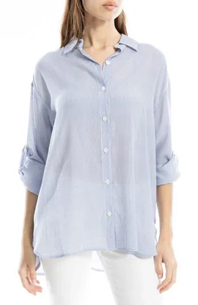 Max Studio Roll Tab Gauze Button-up Shirt