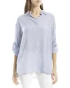 Max Studio Roll Tab Oversized Button Front Shirt In Blue